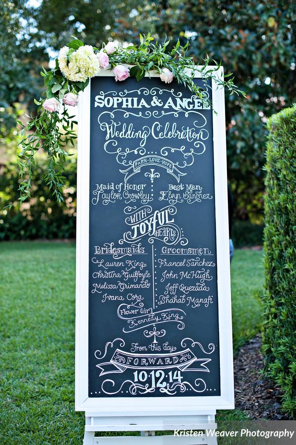 Kristen Weaver Photography, Chalk Shop Events, Casa Feliz, Orlando weddings, wedding ceremony program, custom chalk board