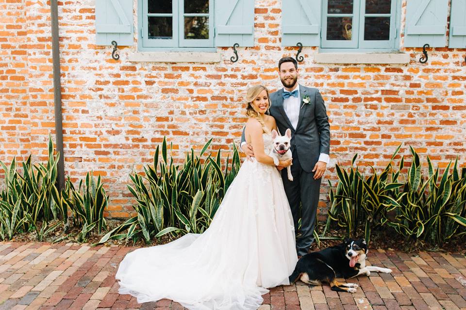 kaylin-and-evans-casa-feliz-wedding-bride-and-groom-with-pup