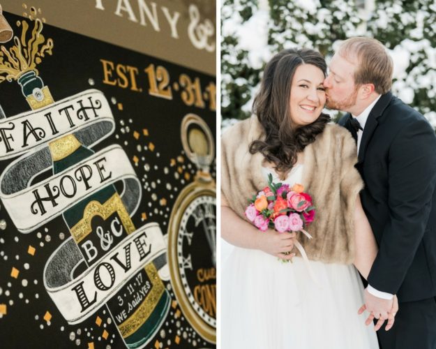 Brittany and Greg, New Year's Wedding, Chalk Shop Events, Love Story Board