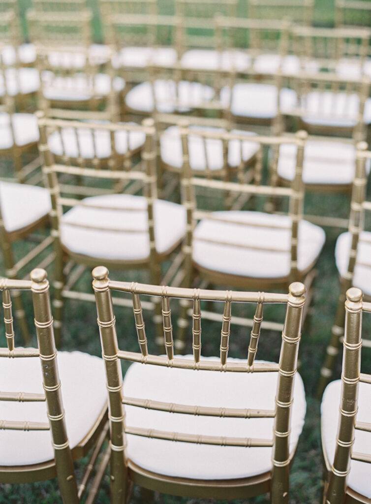 gold seating for outdoor wedding