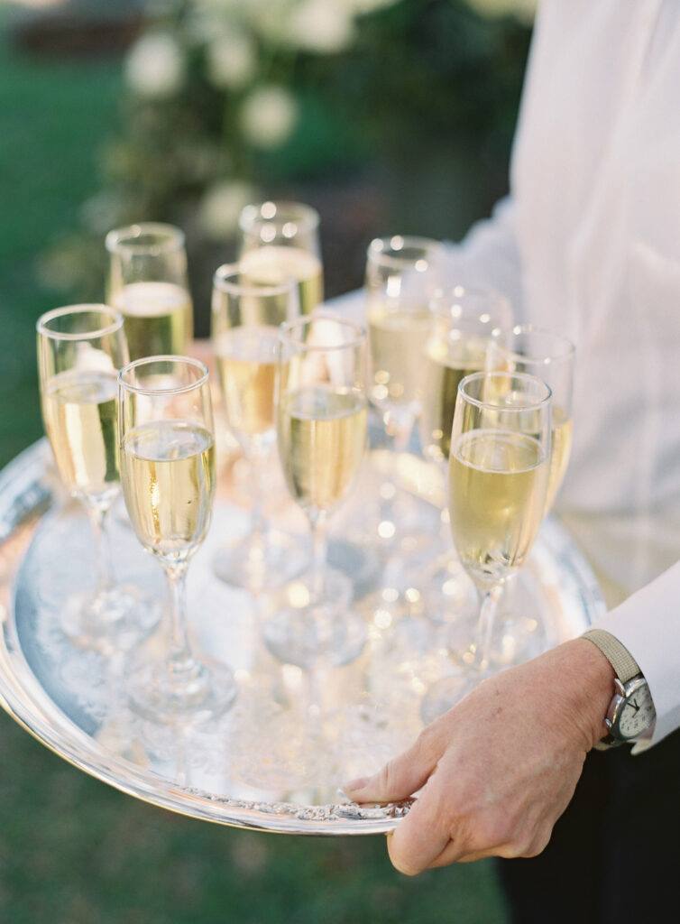 champagne flutes outdoor wedding