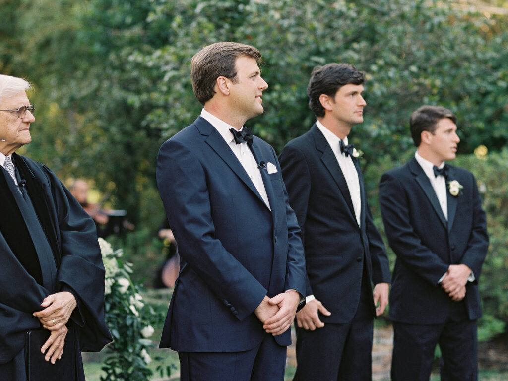 outdoor wedding groomsmen